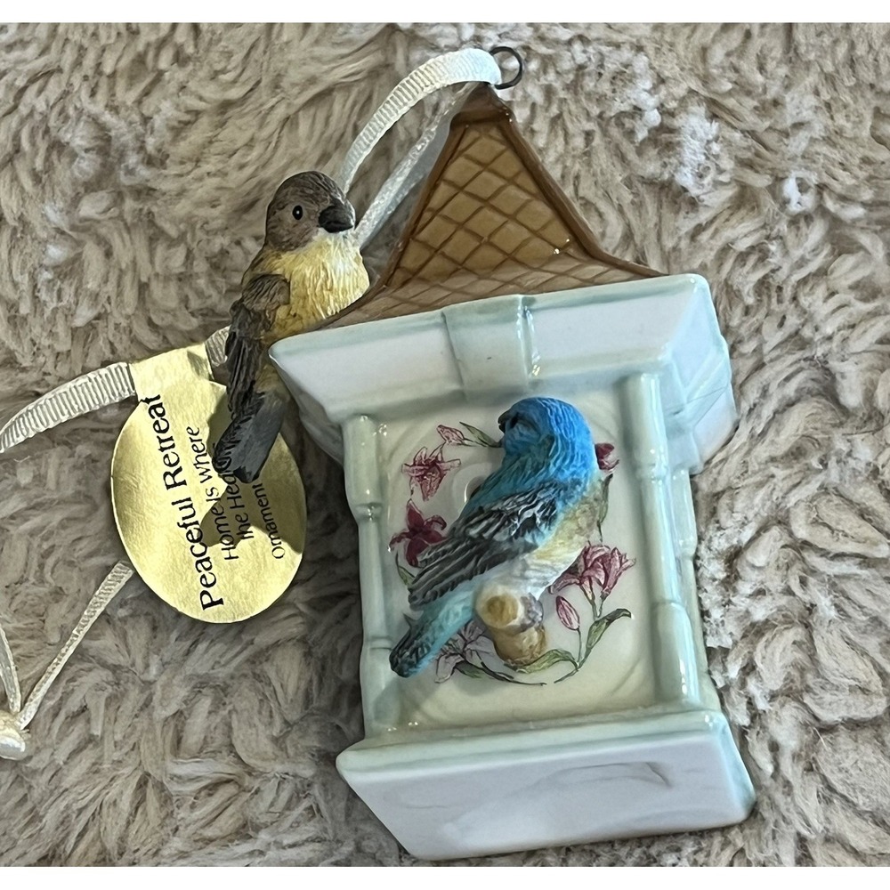 Bradford Exchange Peaceful Retreat‎ Birdhouse Porcelain Birdhouse Ornament